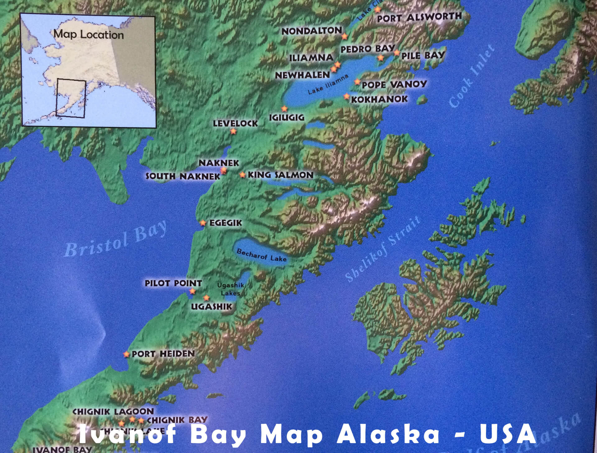 Ivanof Bay Carte Alaska   EUA